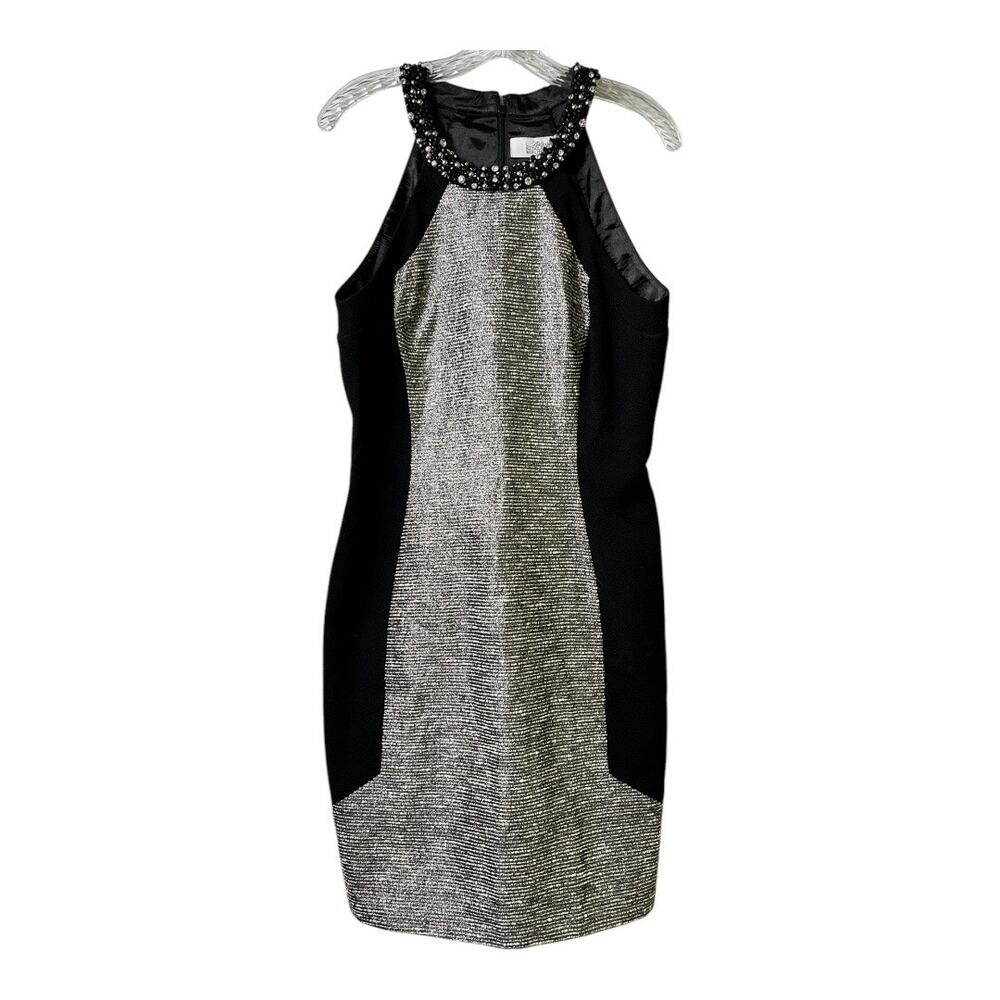 Badgley Mischka‎ Belle Sleeveless Beaded Dress Sz 10 (2595)
